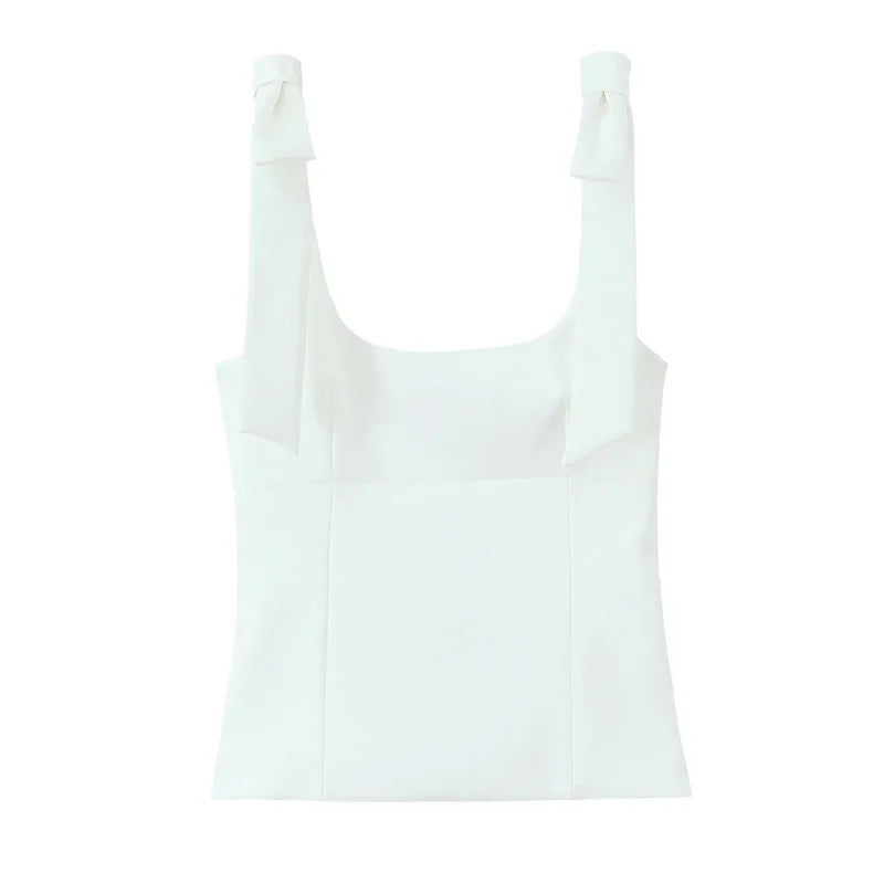 Summer Bow Mood – Top Carré Chic