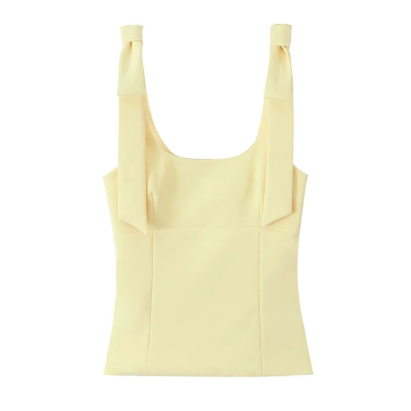 Summer Bow Mood – Top Carré Chic